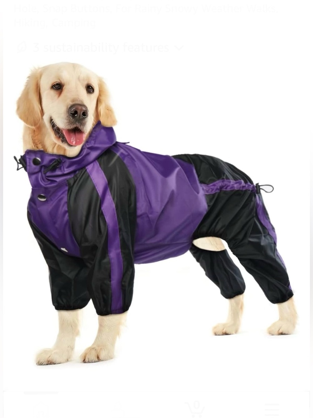 Dog Raincoat, 4 Leg Waterproof Dog Rain Jacket with Hood, Purple L
Rain Coat Fo